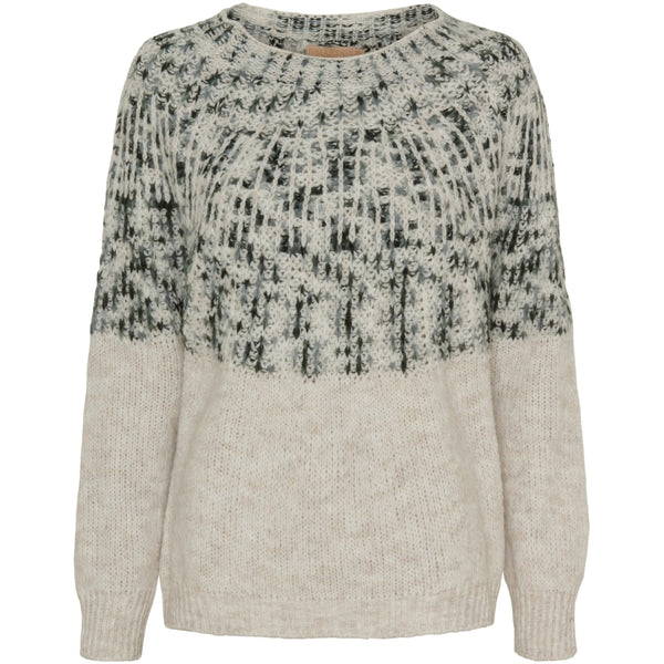 LaMarta-Fair Isle Pullover mit Kontrastfarben in Creme