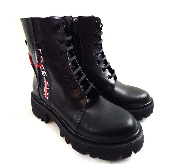 schnürboots damen|boots damen schwarz|high heel|lederstiefel in black - LaMarta