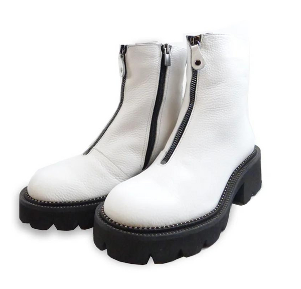 POLAR ZIPPED: Stylische weiße Boots mit Mittel-Zipper - LaMarta