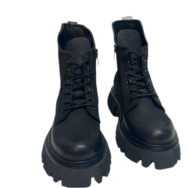 boots damen schwarz|Mit Zipper und Schnürung für Damen| Absatzstiefel