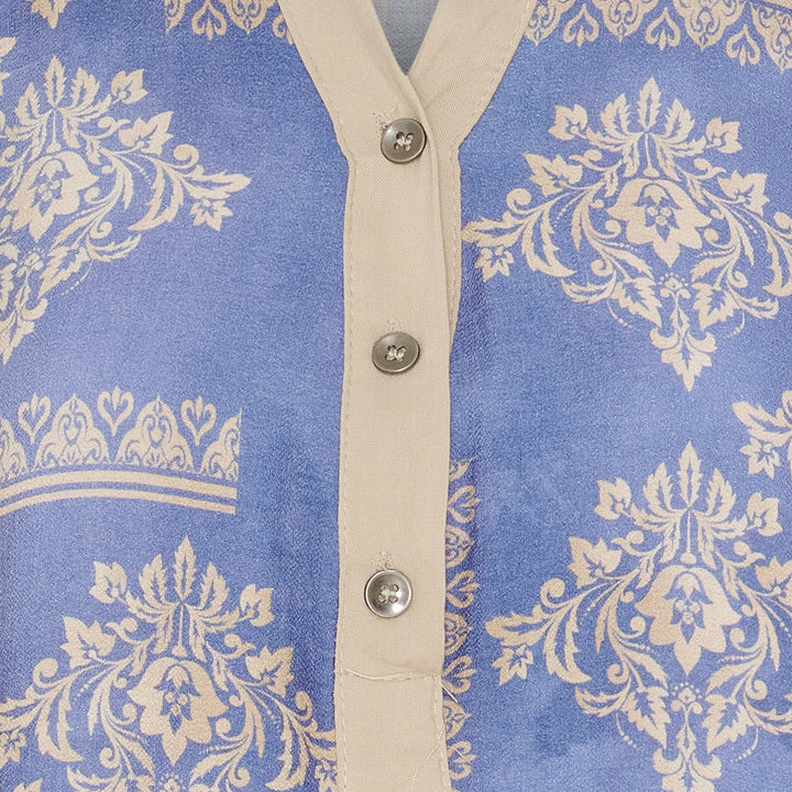 Stylisches Shirt Blaues Tunika-Kleid mit Muster – Boho Chic & Bequem| 100% viscose - LaMarta
