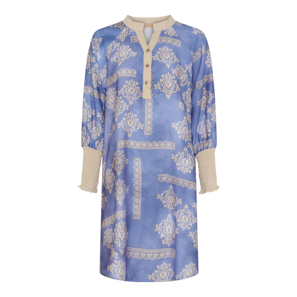 Stylisches Shirt Blaues Tunika-Kleid mit Muster – Boho Chic & Bequem| 100% viscose - LaMarta