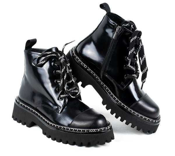 Damen Stiefeletten Schwarz|boots damen|winterschuhe damen mit absatz - LaMarta