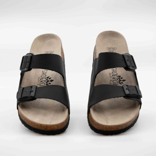 chwarzer Damen‑Lederslipper aus Echtleder – Rutschfest, Komfort