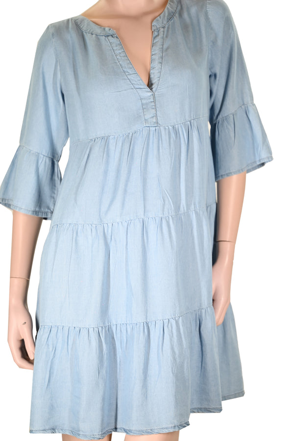 Damen sommer Maxikleid Boho Stil-blau