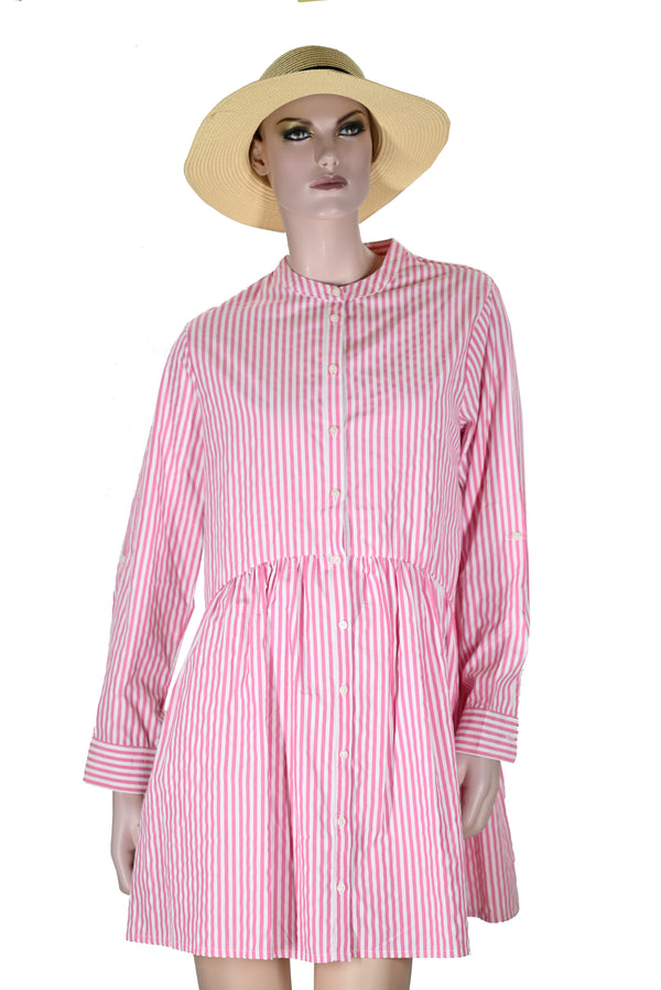Damen sommer long shirt Maxikleid Boho Stil-roza und weiss