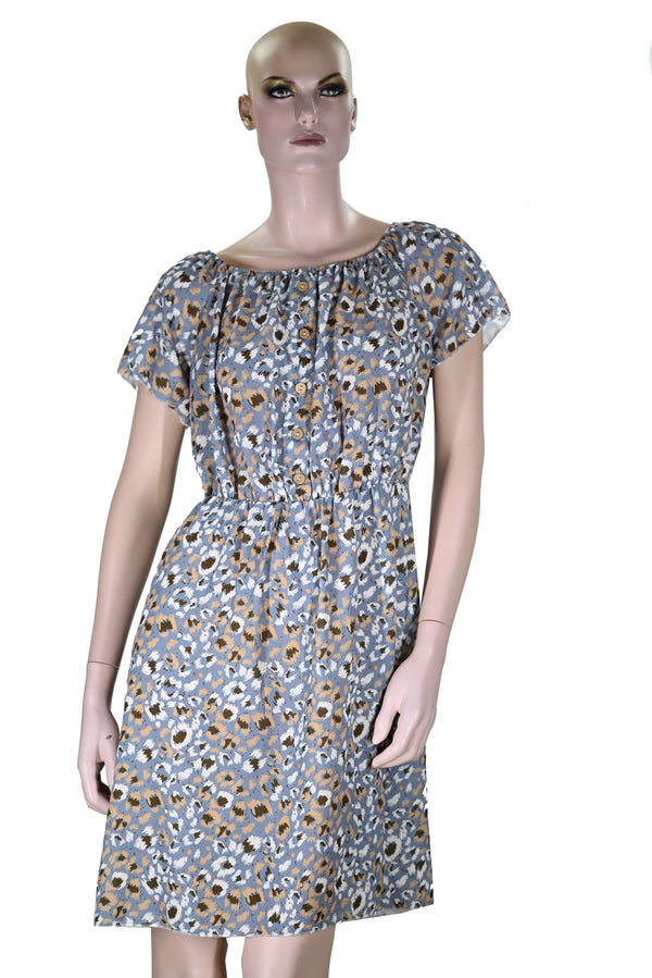 Boho Midikleid mit Blumenmuster und Knopfleiste