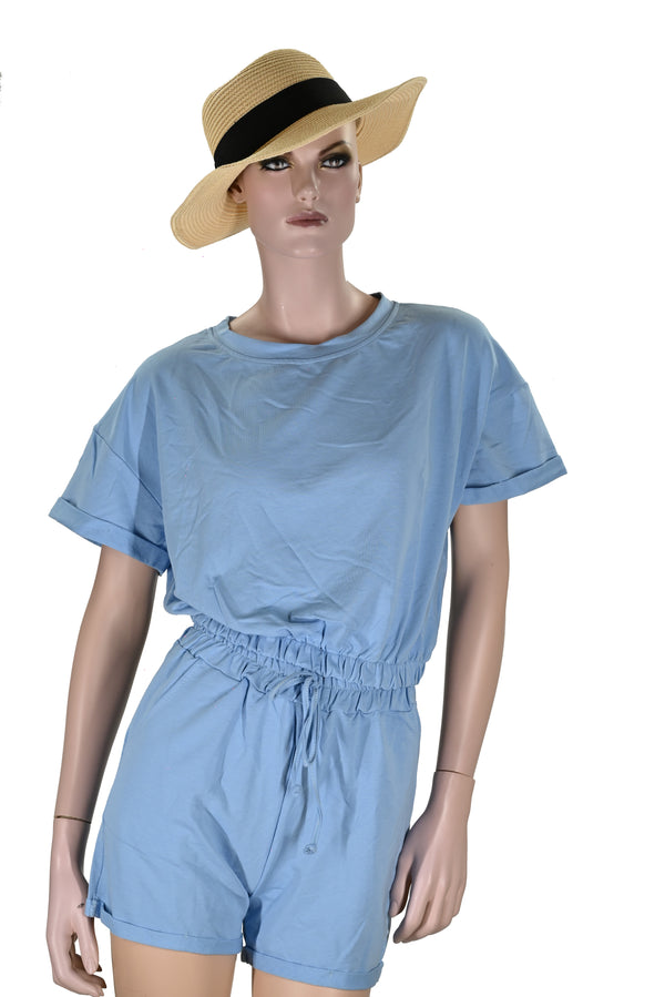 Damen ärmelloses Sommershirt und Shorts BLAU