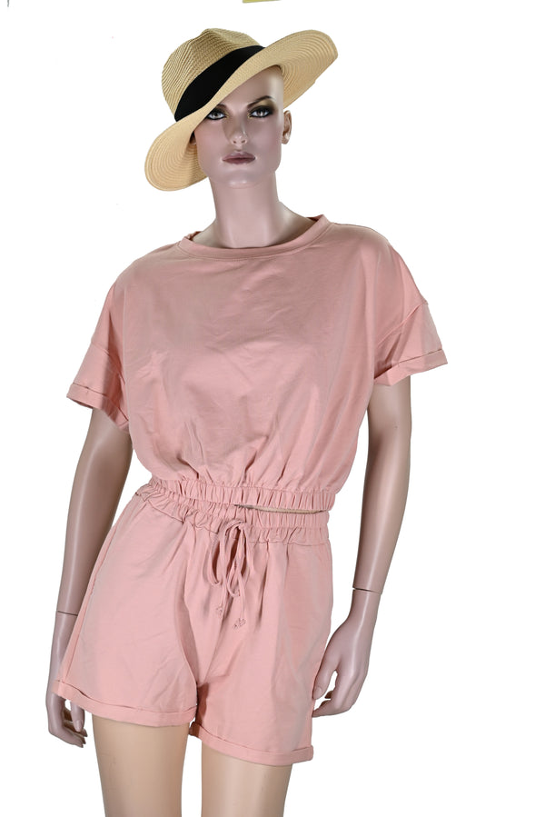 Damen ärmelloses Sommershirt und Shorts roza