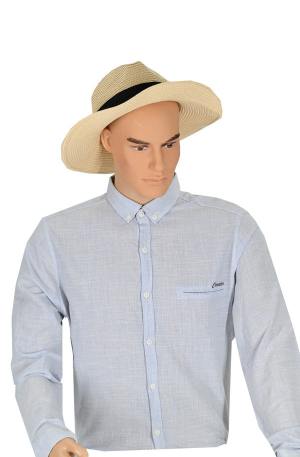 Herren Langarm Baumwollhemd in blau – Stilvoll & Bequem