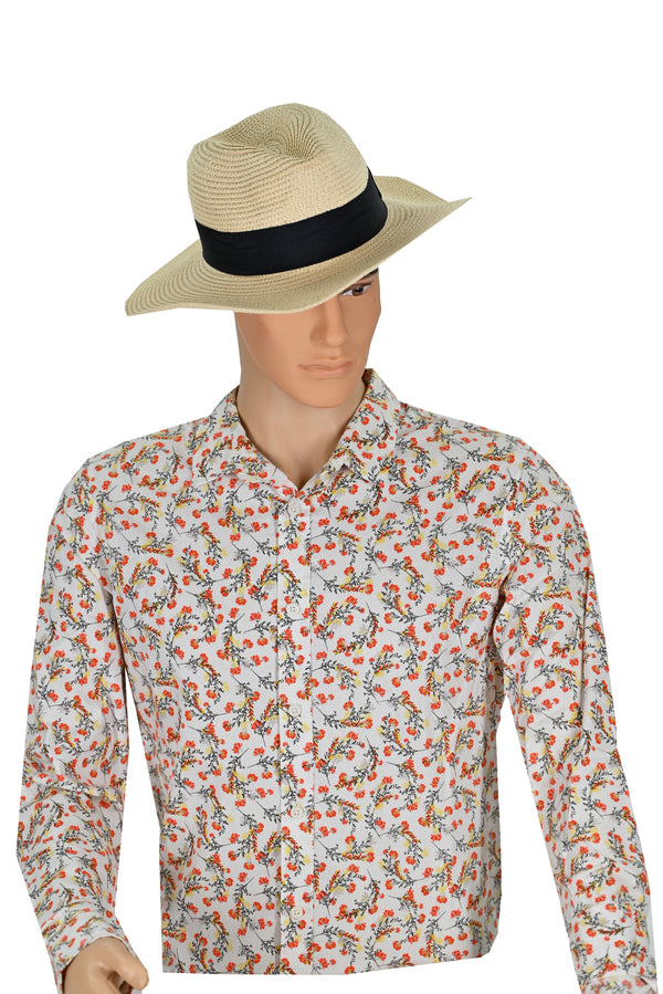 Herren Weißes Blumenmuster Freizeithemd – Kurzarm Sommermode