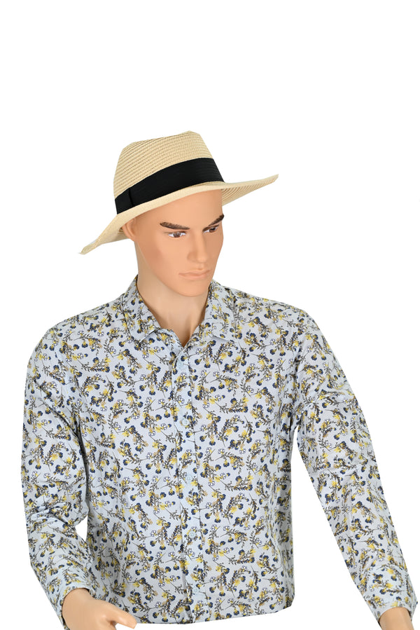 Herren Sommerhemd mit Blumenmuster – Leichtes Kurzarm Freizeithemd