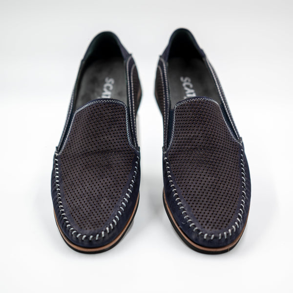 BlauLederschuhe mit Löchern für den Sommer|Businessschuhe - LaMarta