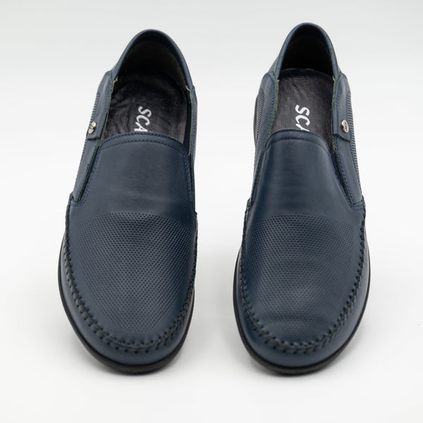Blau herren leder Mokassins|Büroschuhe|Sommer Schuhe - LaMarta
