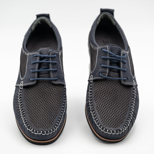 Herren Blau leder Mokassins|Büroschuhe|Sommer Schuhe - LaMarta