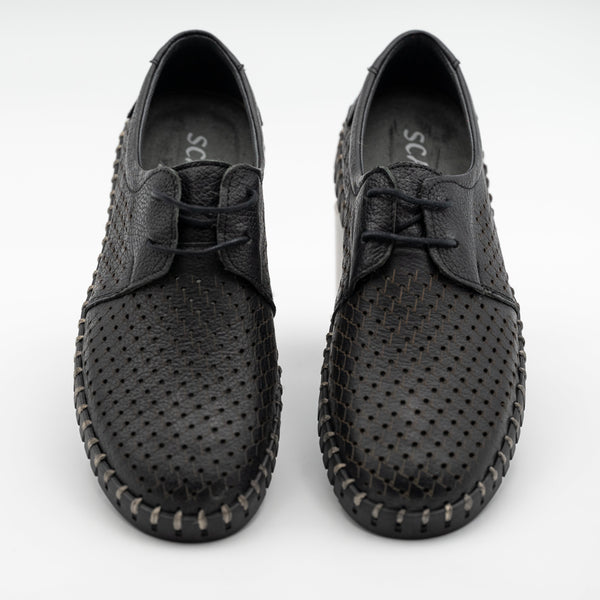 Schwarze Herren Leder Mokassins|Schwarze Lederschuhe für Männer - LaMarta