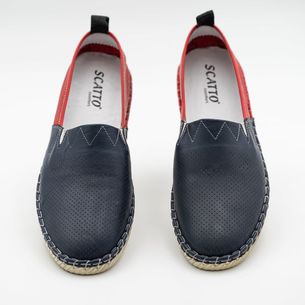 Blau und rot Herren Mokassins aus echtem Leder|Lederschuhe Herren - LaMarta