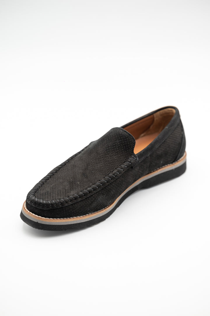 Elegante Schwarze Herren Mokassins aus echtem Leder - LaMarta