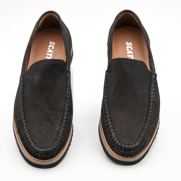 Elegante Schwarze Herren Mokassins aus echtem Leder - LaMarta
