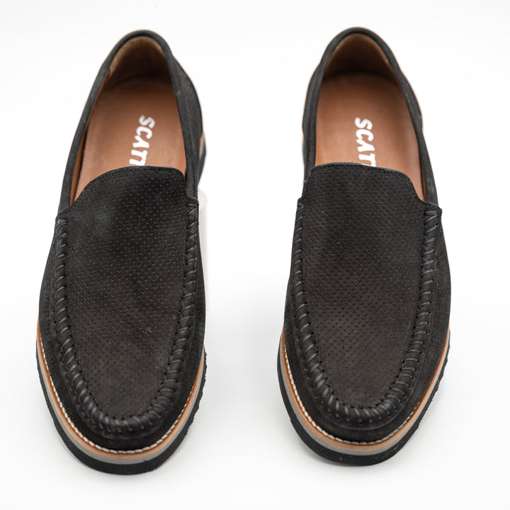 Elegante Schwarze Herren Mokassins aus echtem Leder - LaMarta