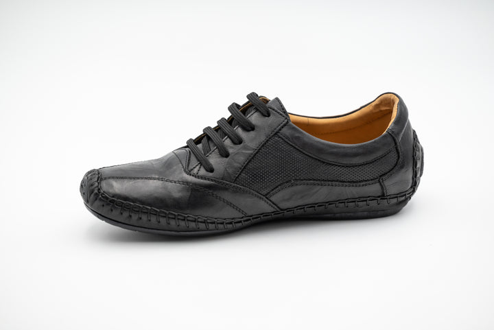 Schwarze Lederschuhe für Männer mit Komfortsohle|Herren Mokassins - LaMarta