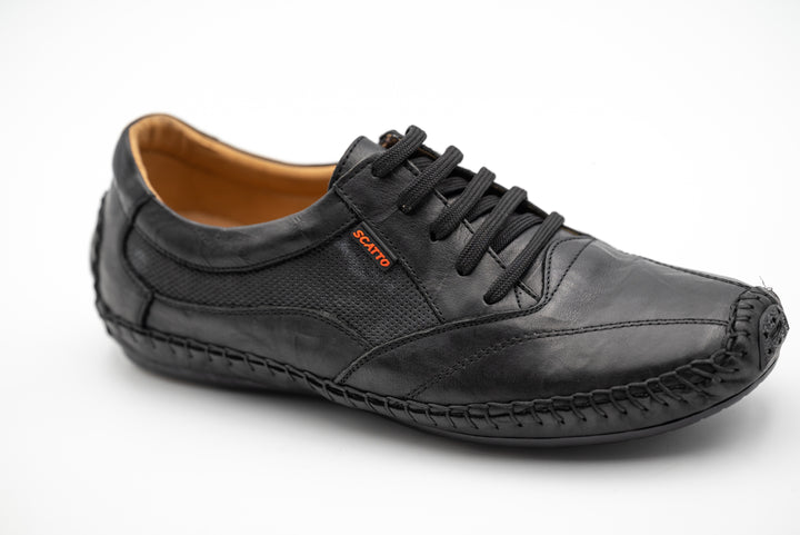Schwarze Lederschuhe für Männer mit Komfortsohle|Herren Mokassins - LaMarta