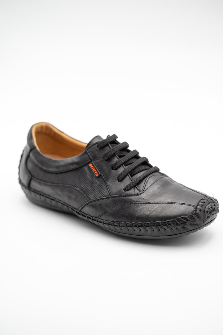 Schwarze Lederschuhe für Männer mit Komfortsohle|Herren Mokassins - LaMarta