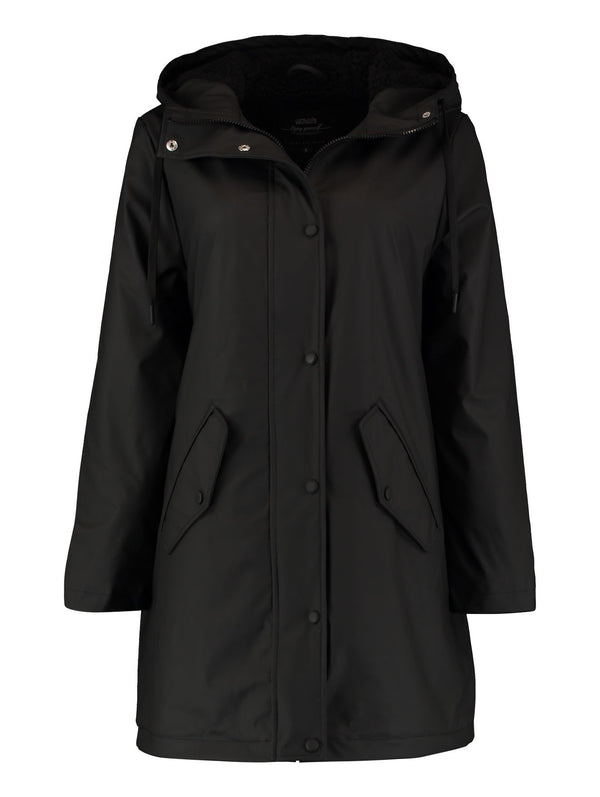Langer schwarzer Mantel mit Kapuze - 100 % Polyester - LaMarta