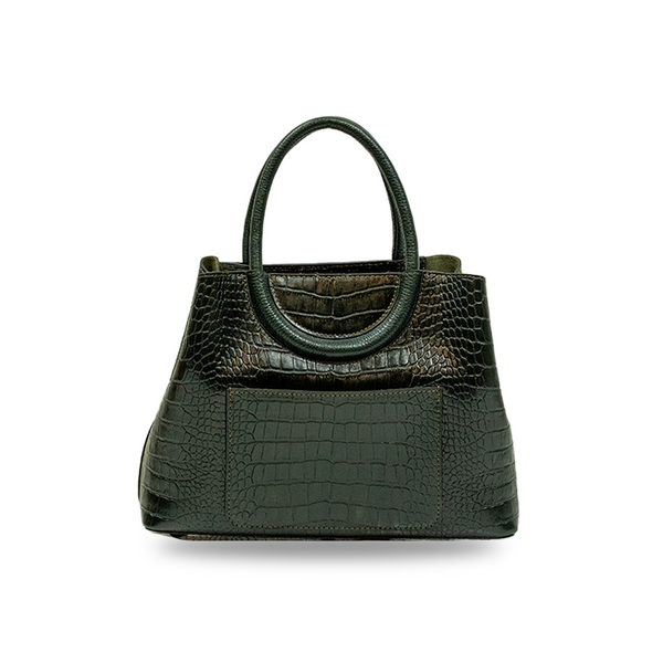 Luxuriöse Dunkelgrüne Krokodil-Optik Handtasche|Elegante Damen Tote - LaMarta
