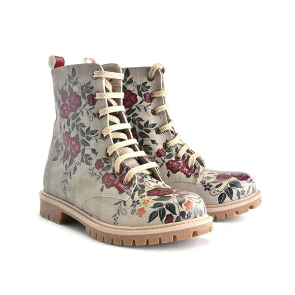 Damenstiefel Vegan|Stiefel with blossem Design|Schnürboots|stiefelette - LaMarta