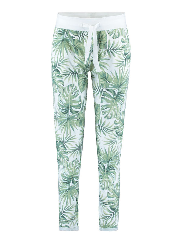Grüne Blattdesign-Hosen – Trendige Hosen mit Blattdruck für Sommer und Freizeit - LaMarta