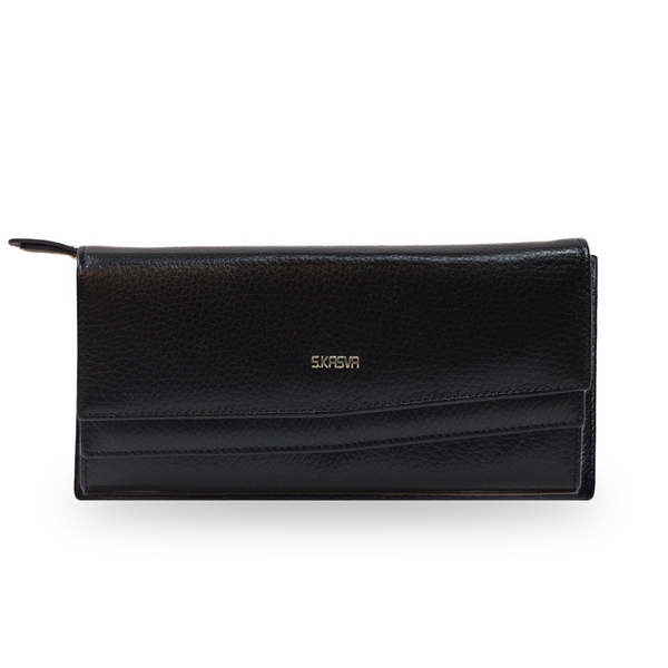 Damen Schwarze Geldbörse aus 100% Leder - LaMarta
