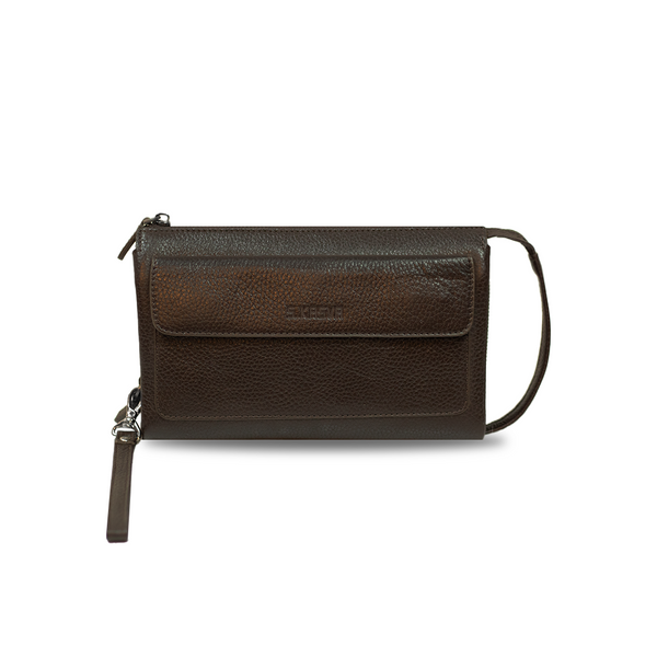 Braune Herren Leder Handgelenktasche – Elegante Clutch & Geldbörse