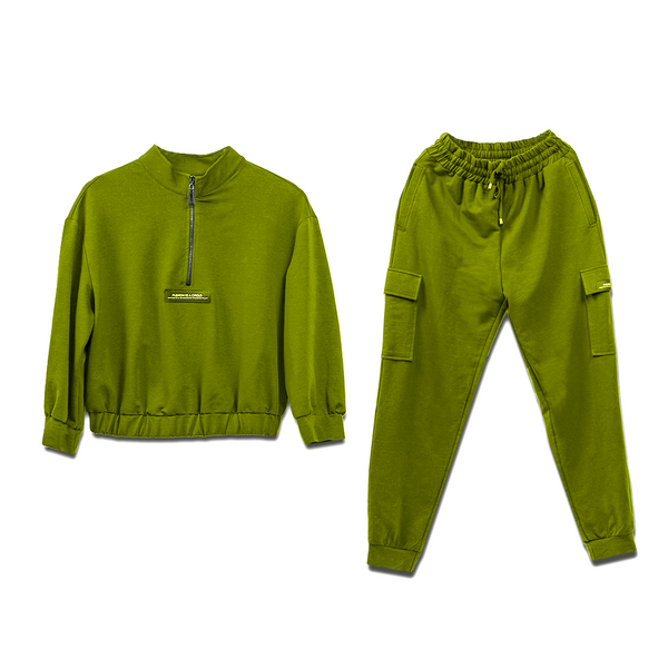 Fleece-Trainingsanzug in Grün|Sportanzug für Fitness und Freizeit - LaMarta