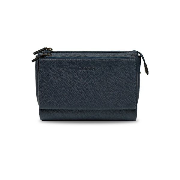 Blaue Herren Leder Clutch – Elegante Handgelenktasche für Männer