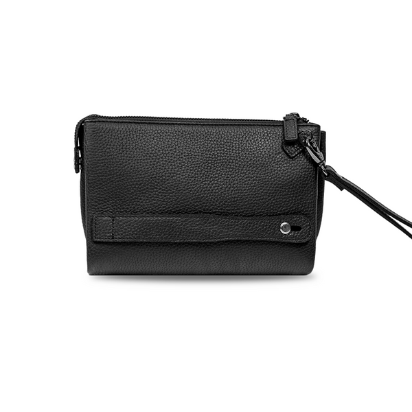 Schwarze Herren Leder Clutch – Elegante Handgelenktasche für Männer